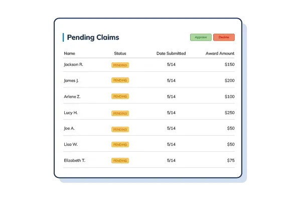 Illustration of a digital claim validation dashboard.