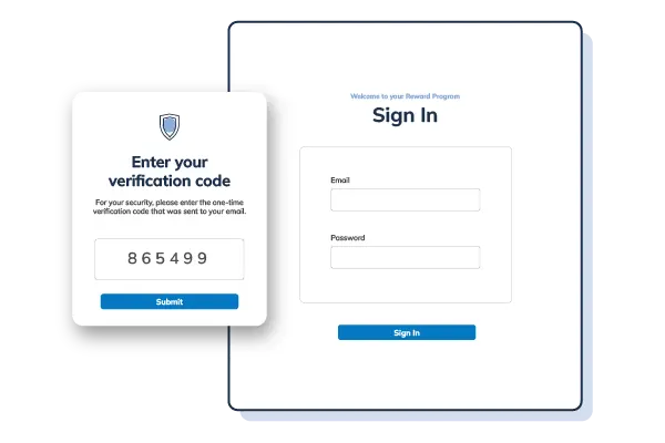 Illustration of a sign in form with a verification code validator.