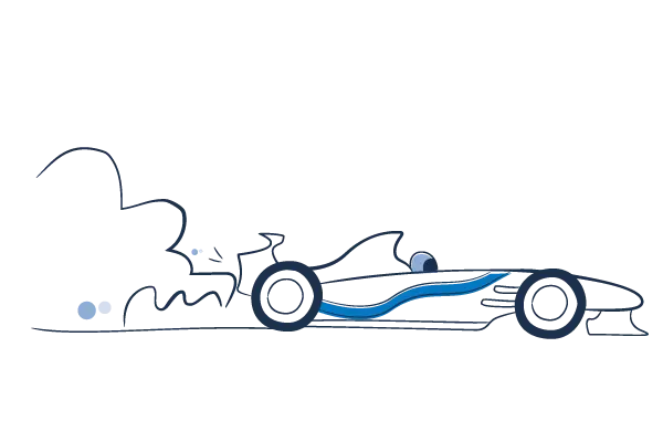 Illustration of a high-speed race car accelerating with motion lines, symbolizing speed and efficiency. Best Payment Solutions drive faster and seamless transactions.